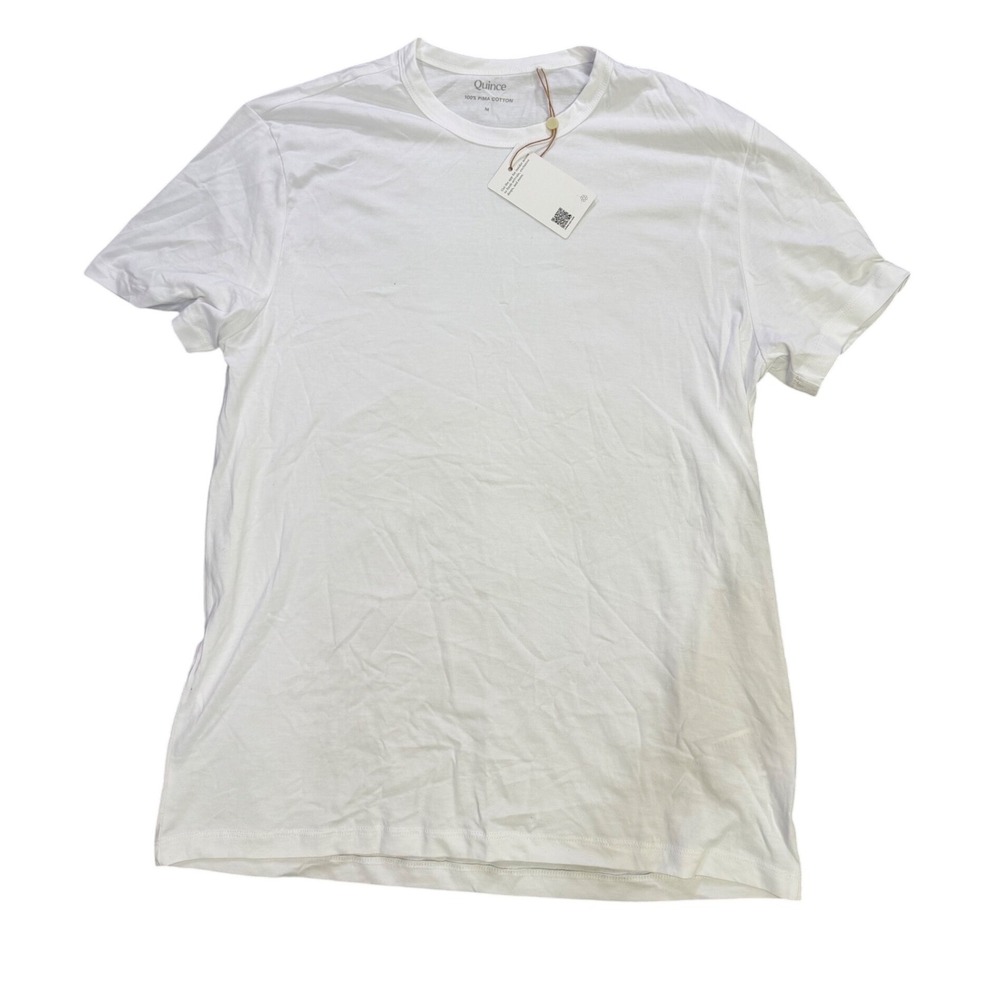 Quince Mens 100% Pima Cotton Luxe Touch Tee White Short Sleeve Shirt M NEW